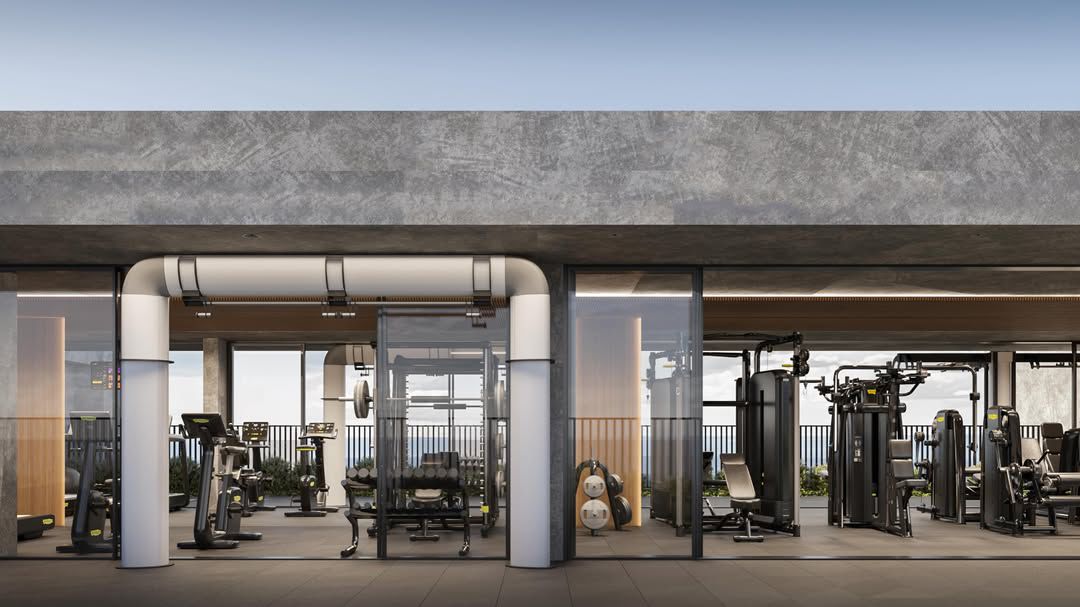 Academia TechnoGym na cobertura do Icon Brasília